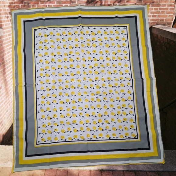 Vintage Yellow, Gray, & White Floral Scarf - Picture 4 of 8